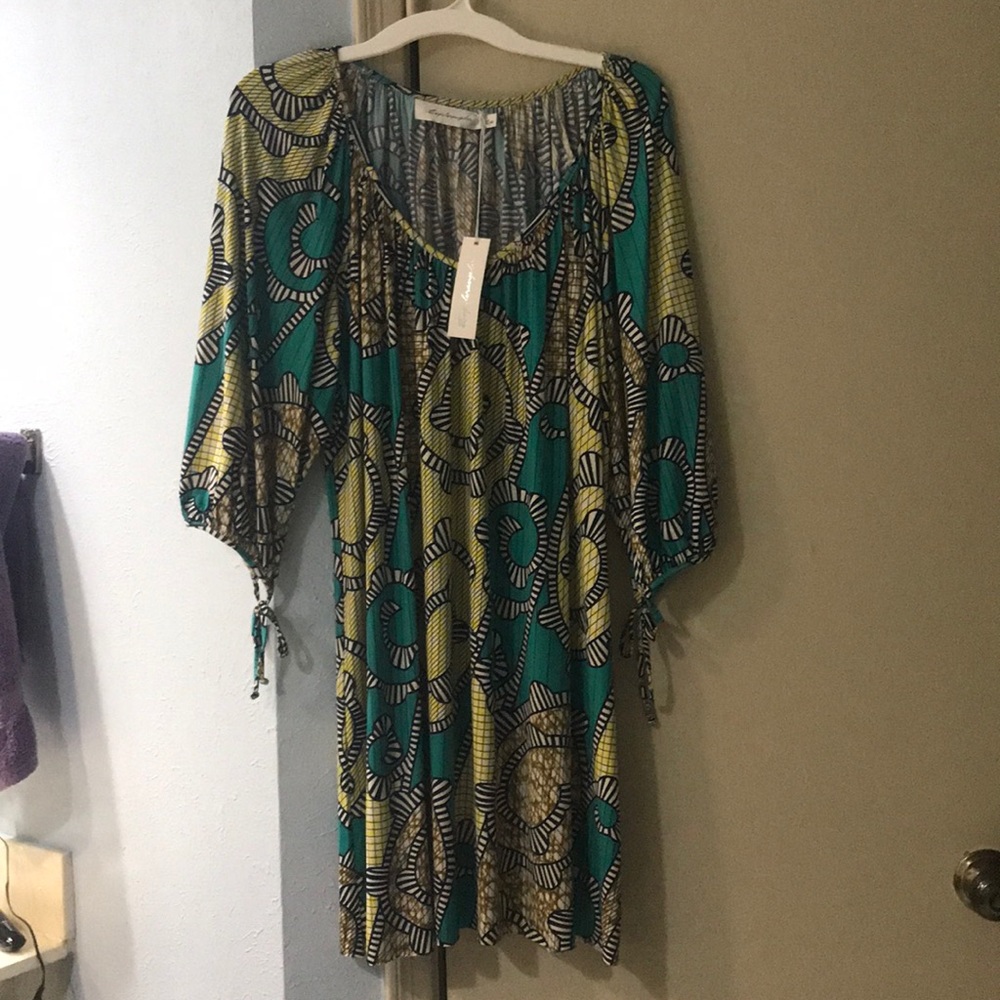 T-Bags Los Angelos Dress Tunic Green Yellow New